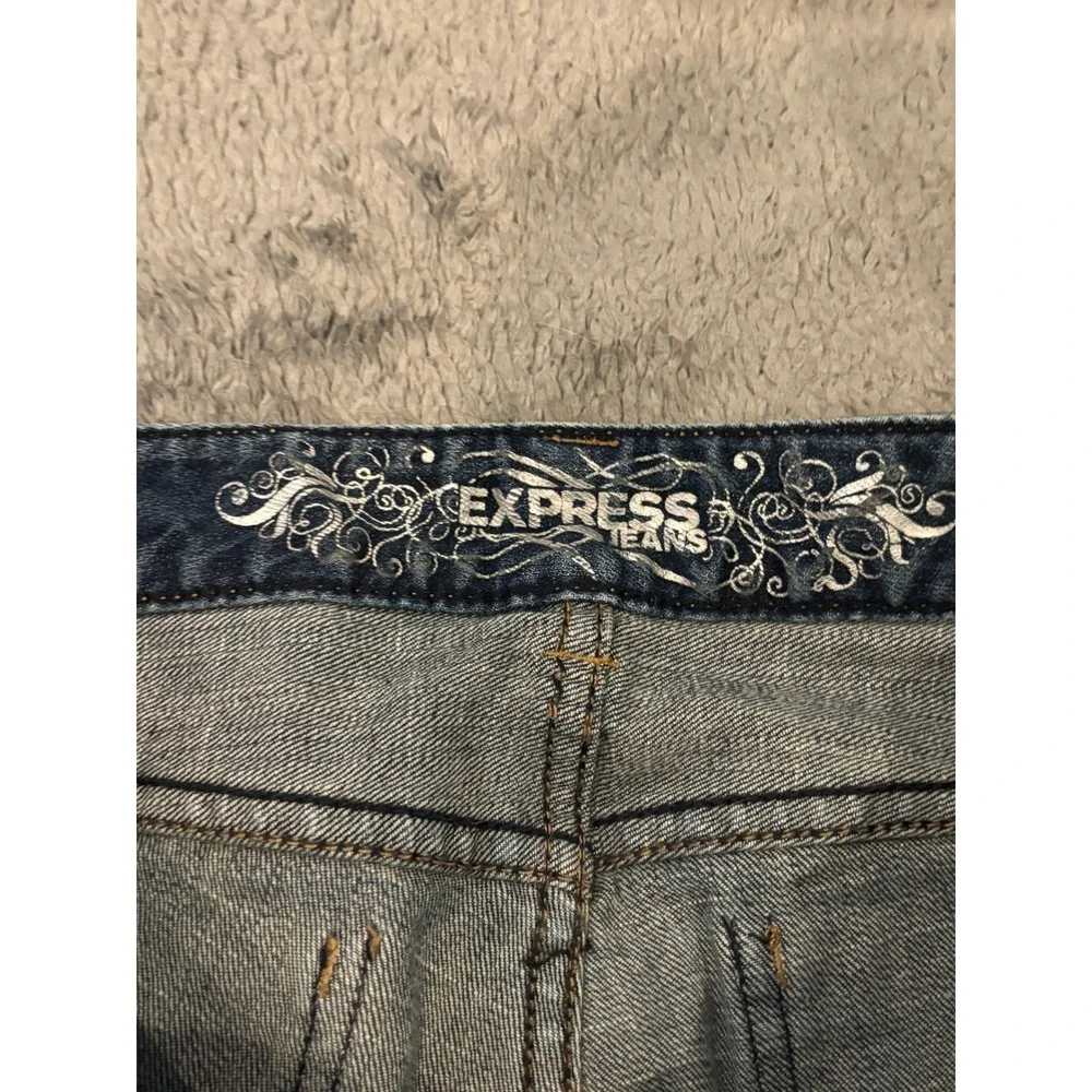 Express Barely Boot Stella Jeans Womens 6L Blue Medium Wash Low Rise Bootcut